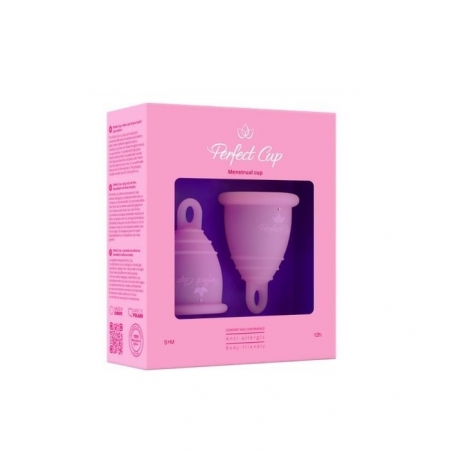 PERFECT CUP Polski kubeczek menstruacyjny z pętelką RÓŻOWY, ZESTAW S + M